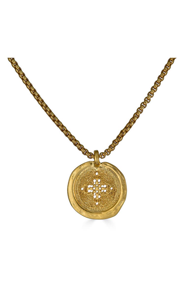 Matte Gold Filigree Coin Necklace, Alternate, color, Matte Gold