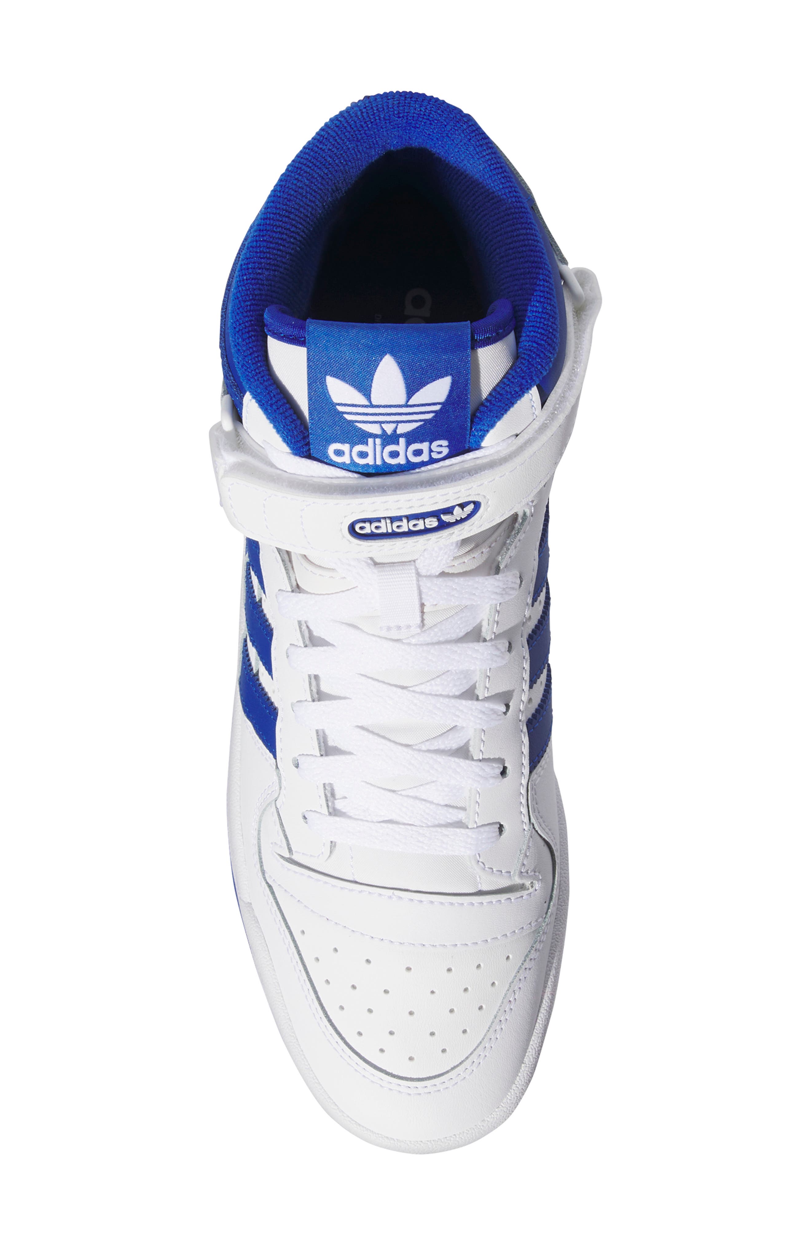adidas Forum Mid Sneaker, Alternate, color, White/ Team Royal Blue/ White