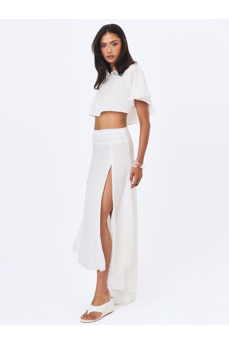 Yanna Chiffon High-Low Maxi Skirt, Alternate, color, White