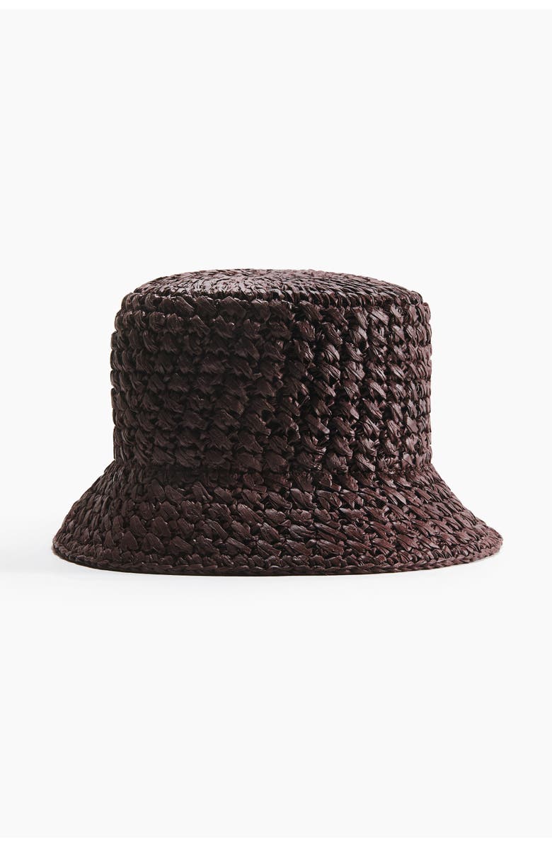 H&M Straw Bucket Hat, Main, color, Dark Brown