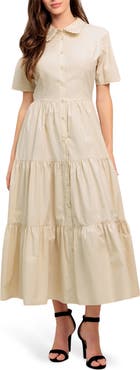 FLYING TOMATO Scalloped Collar Maxi Dress