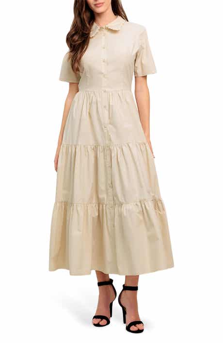 FLYING TOMATO Scalloped Collar Maxi Dress