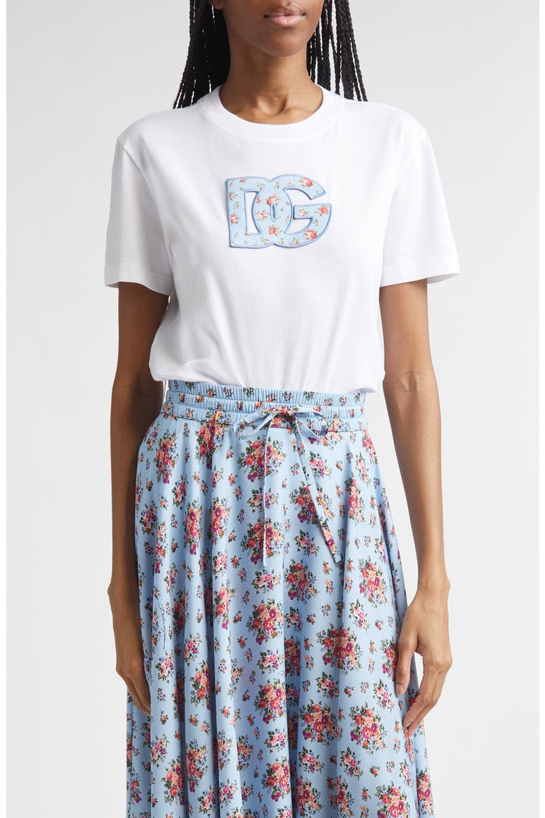Embroidered Logo Short Sleeve T-Shirt, Main, color, BIANCO OTTICO
