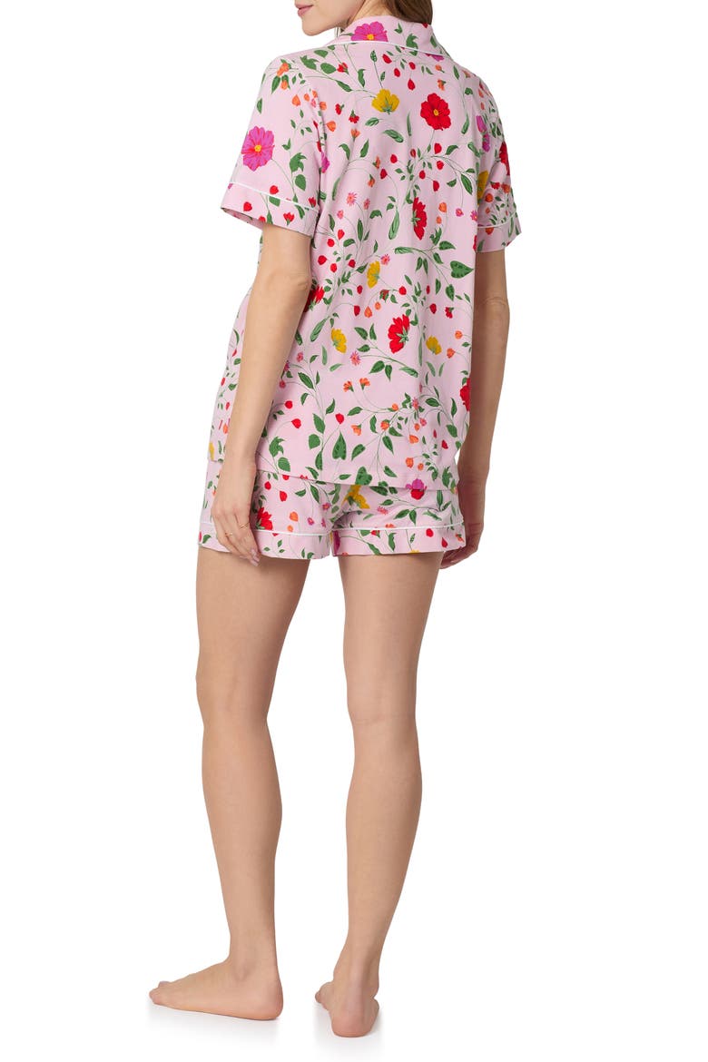 Print Stretch Organic Cotton Short Pajamas, Alternate, color, SUNLIT FLORA
