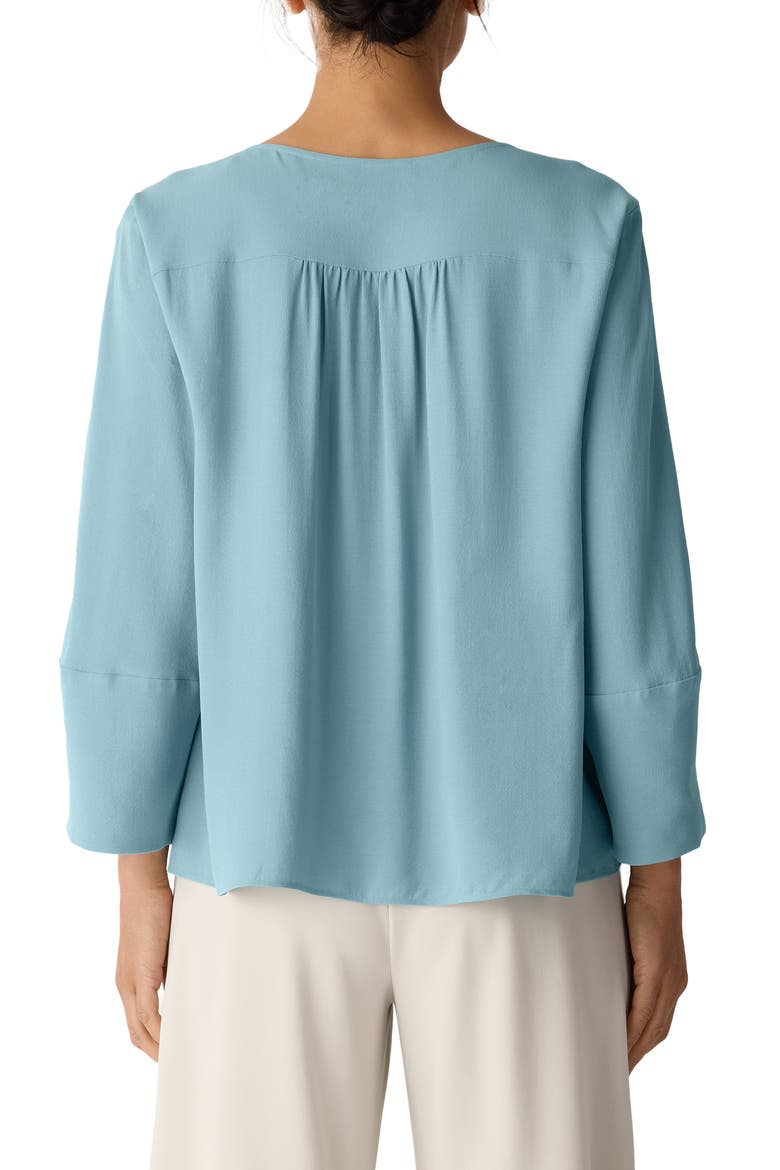 Lantern Sleeve Silk Top, Alternate, color, SEAFOAM