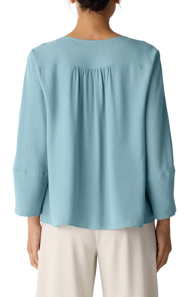 Eileen Fisher Lantern Sleeve Silk Top, Alternate, color, Seafoam
