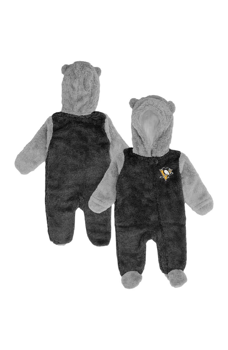 Outerstuff Newborn & Infant Black Pittsburgh Penguins Game Nap Teddy Fleece Bunting Full-Zip Sleeper, Main, color, Black