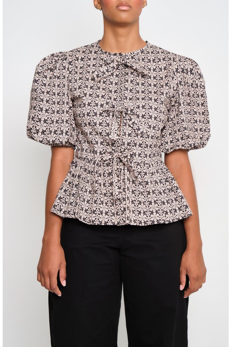 Orquid Tie Front Stretch Cotton Top, Main, color, CRUDO/CRUDO