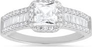 Queen Jewels Sterling Silver Princess Cut CZ Engagement Ring