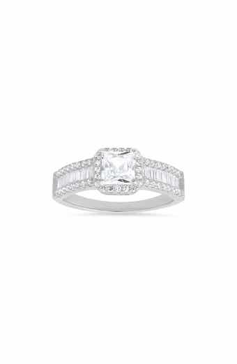 Sterling Silver Princess Cut CZ Engagement Ring