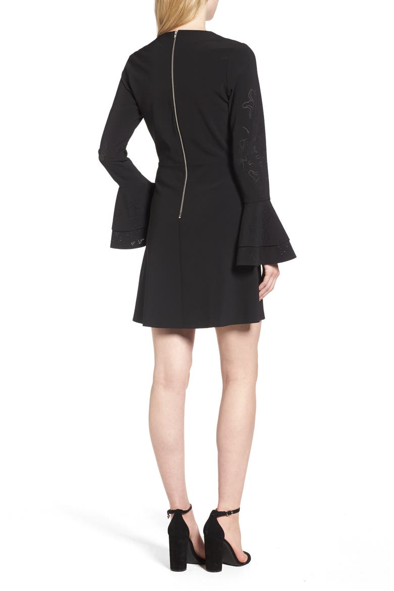 Orlando Ruffle Sleeve Dress, Alternate, color, BLACK