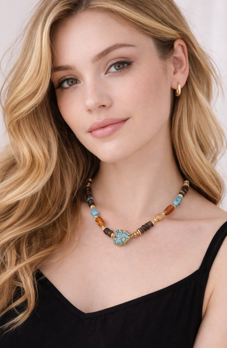 EYE CANDY LOS ANGELES Paula Beaded Necklace, Alternate, color, Gold