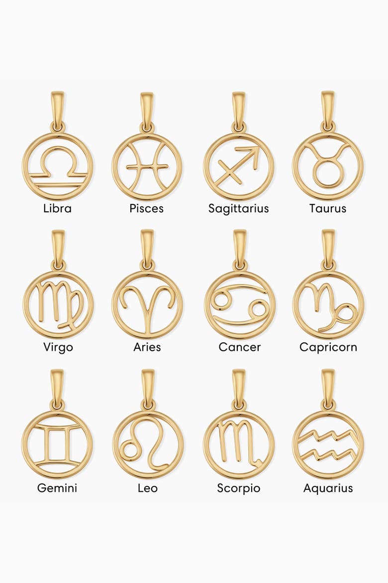 14K Yellow Gold Zodiac Pendant Charm, Alternate, color, Yellow Gold - Hemini