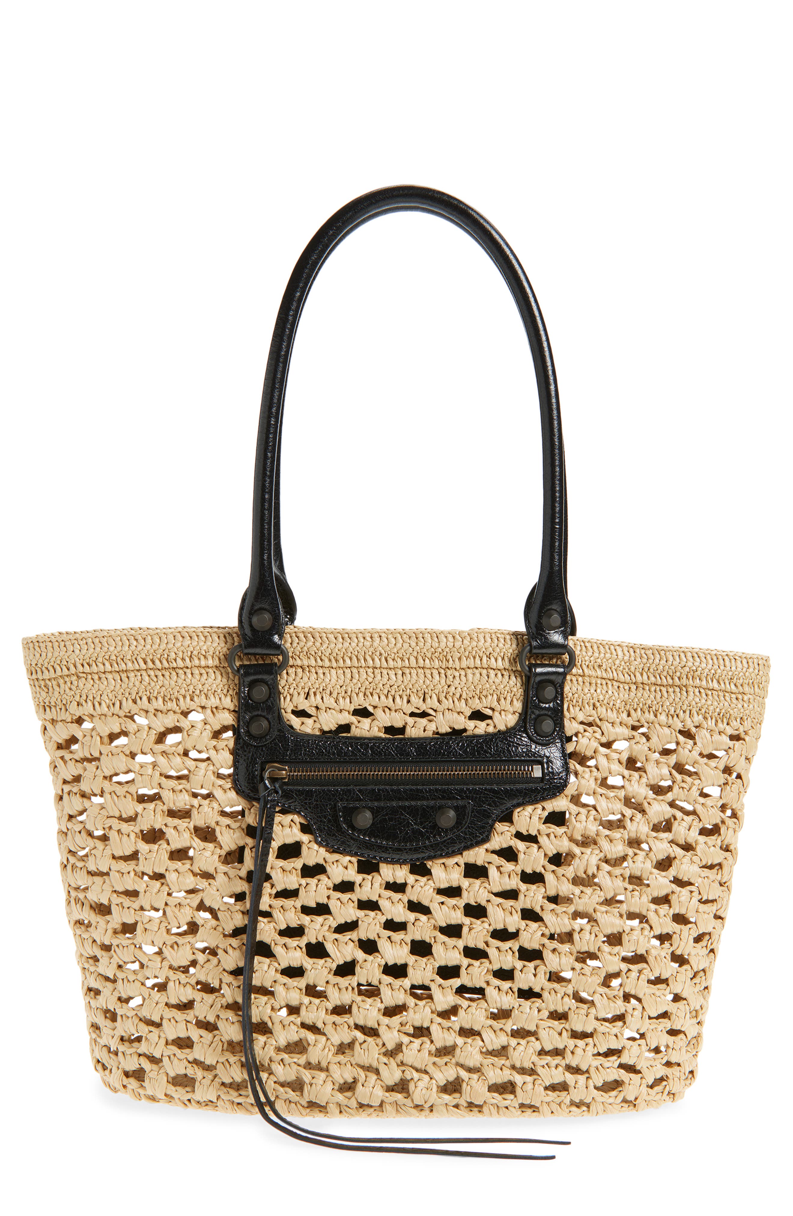Balenciaga Medium Le City Basket Shoulder Bag, Main, color, Natural/ Black