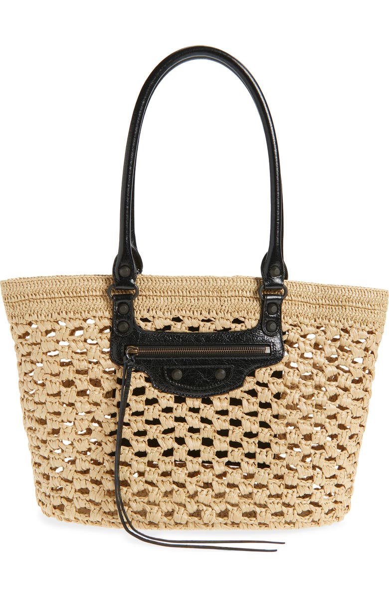 Balenciaga Medium Le City Basket Shoulder Bag, Main, color, Natural/ Black
