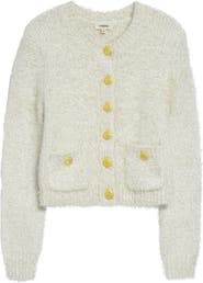 L'AGENCE Una Crop Eyelash Tweed Cardigan