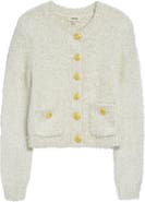 L'AGENCE Una Crop Eyelash Tweed Cardigan