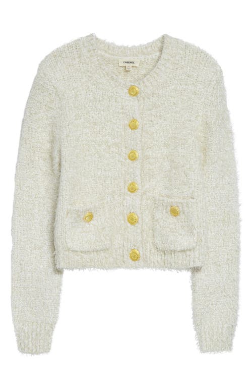 L'agence Una Crop Eyelash Tweed Cardigan In Neutral