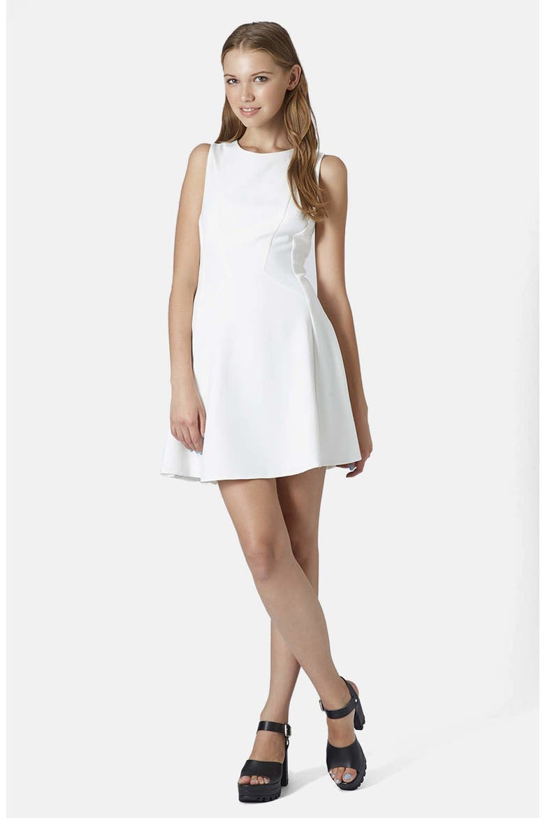 Sleeveless Seam Detail Flippy Dress, Main, color, CREAM