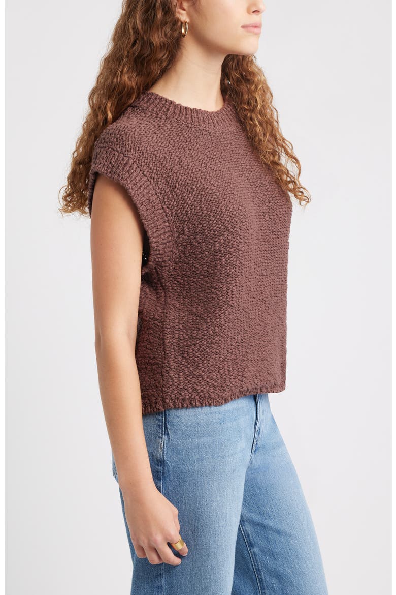Slub Cotton Cap Sleeve Sweater, Alternate, color, BROWN MALICACIA