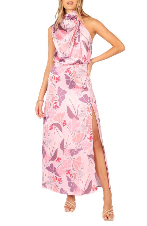 Amelie Floral Sleeveless Satin Maxi Dress