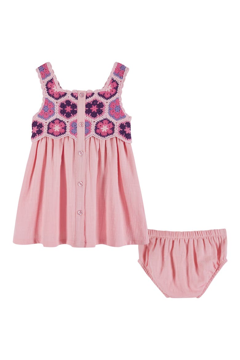 Crochet Accent Tank Dress & Bloomers, Alternate, color, PINK FLORAL