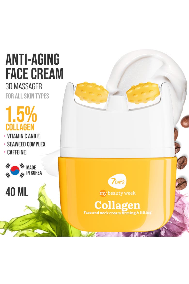 Face moisturizer with Collagen for Firming & Lifting with 3D Massage Applicator, Alternate, color, White