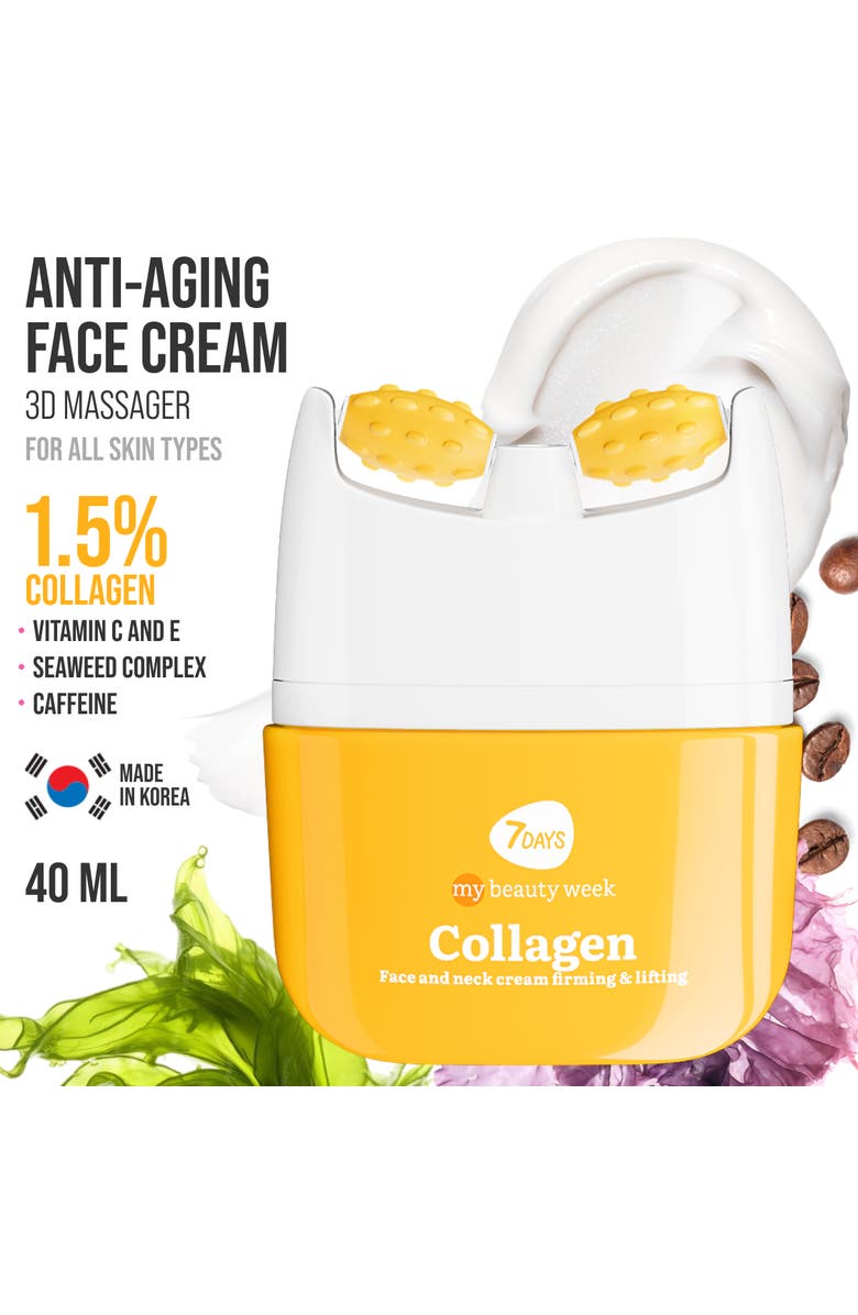 7DAYS Face moisturizer with Collagen for Firming & Lifting with 3D Massage Applicator, Alternate, color, White