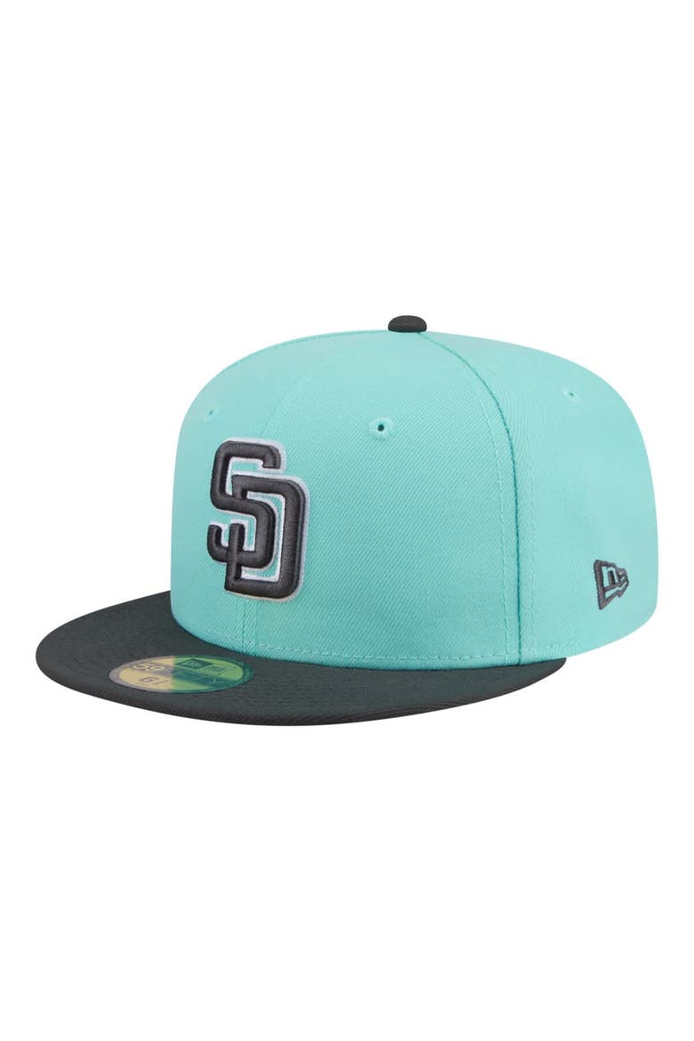 Men's New Era Turquoise/Charcoal San Diego Padres Two-Tone Color Pack 59FIFTY Fitted Hat, Main, color, Turquoise