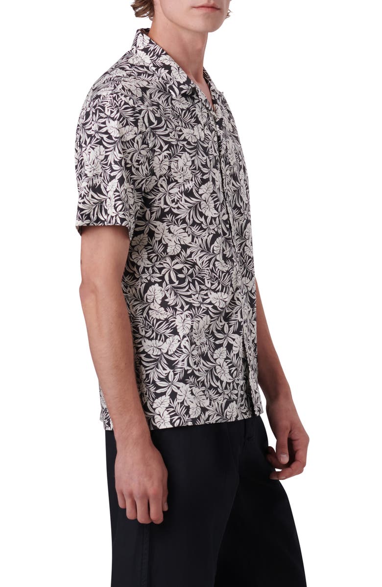 Bugatchi Shaped Fit Print Stretch Cotton Short Sleeve Button-Up Shirt, Alternate, color,