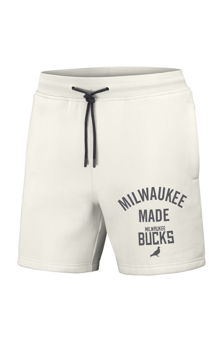 STAPLE Men's NBA x Staple Cream Milwaukee Bucks Heavyweight Fleece Shorts, Alternate, color, Cream