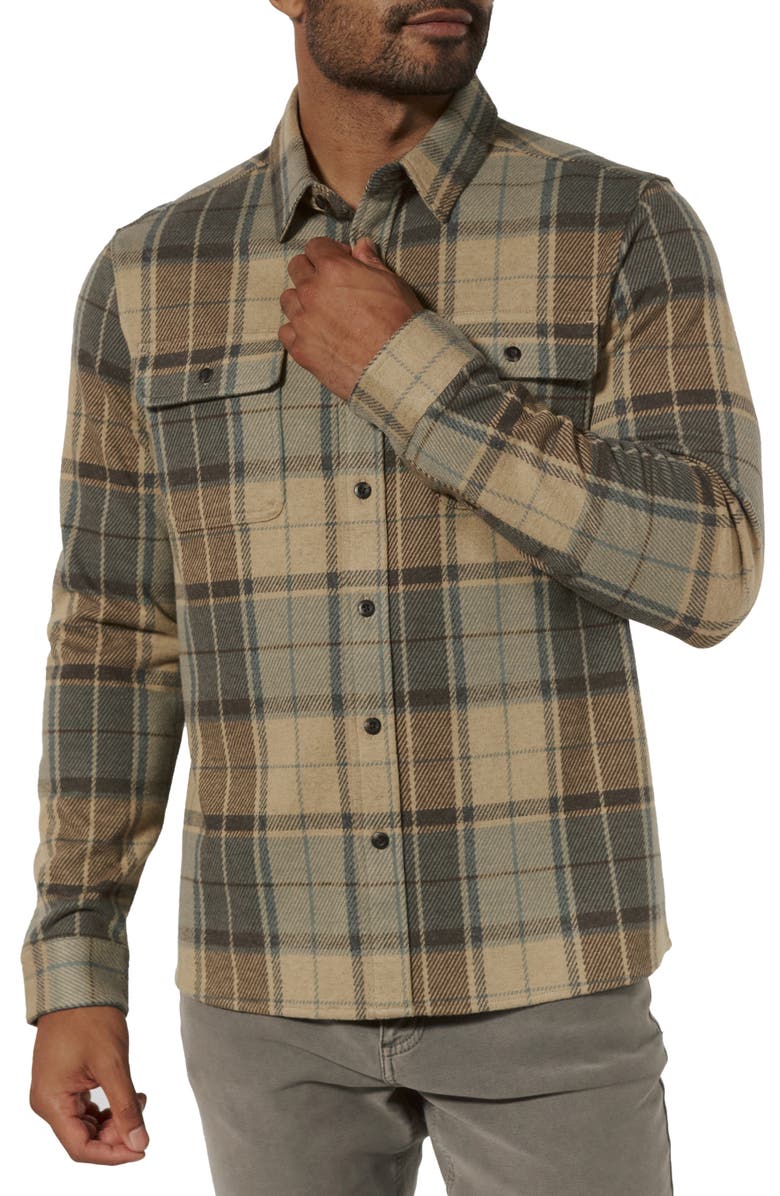 7 Diamonds Generation Plaid Stretch Flannel Button-Up Overshirt, Main, color,