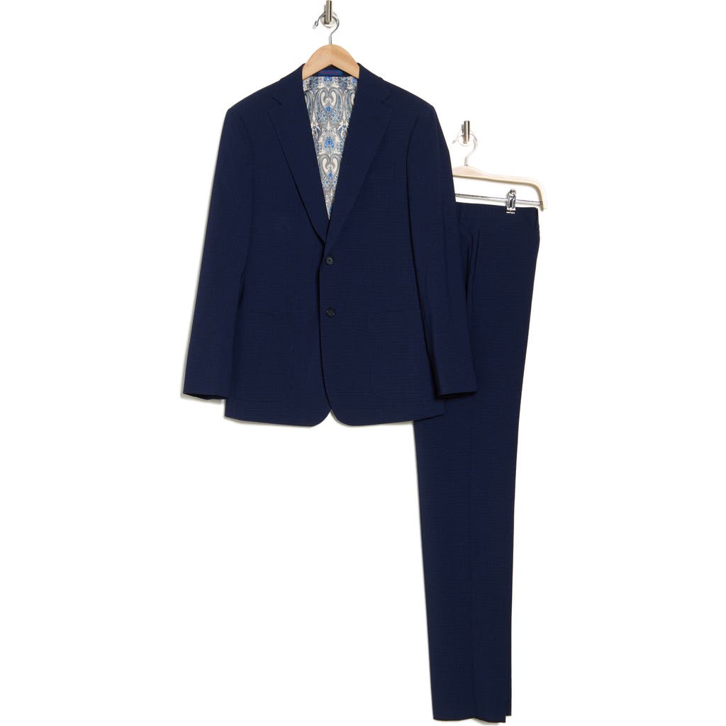 ENGLISH LAUNDRY ENGLISH LAUNDRY MINIATURE PLAID NAVY STRETCH MÉLANGE SUIT
