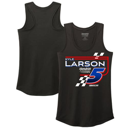 Hendrick Motorsports Team Collection Women's Black Kyle Larson Name Number Tri-blend Racer Back Tank Top In Black