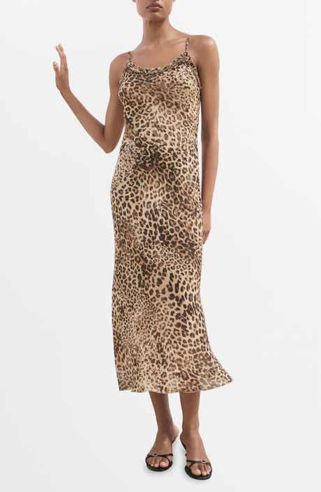 MANGO Animal Print Midi Dress