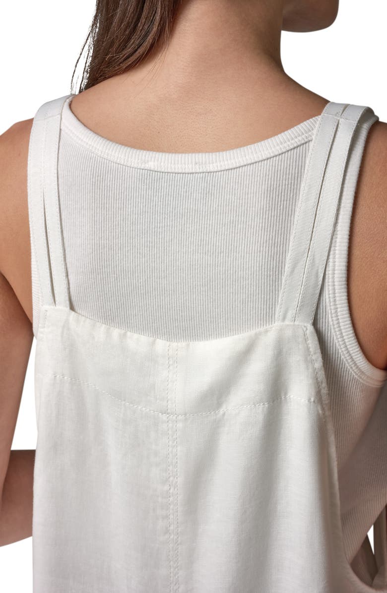 Donna Karan New York Linen Crop Overalls, Alternate, color, Cream