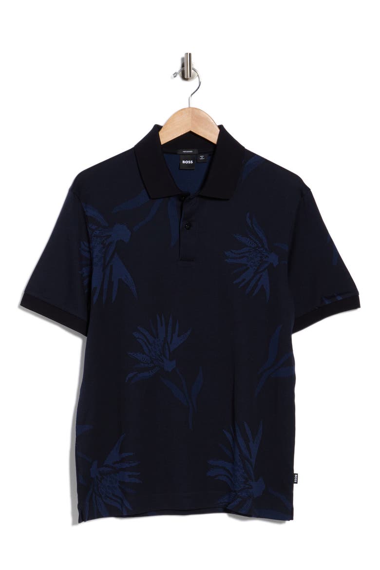 Parris Floral Cotton Knit Polo, Alternate, color, DARK BLUE