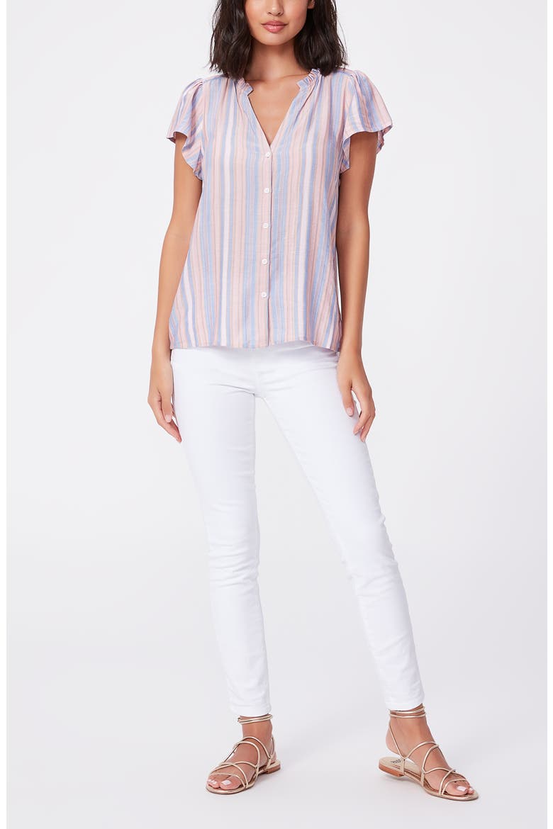 Remy Stripe Button Front Top, Alternate, color, TANZANITE MULTI
