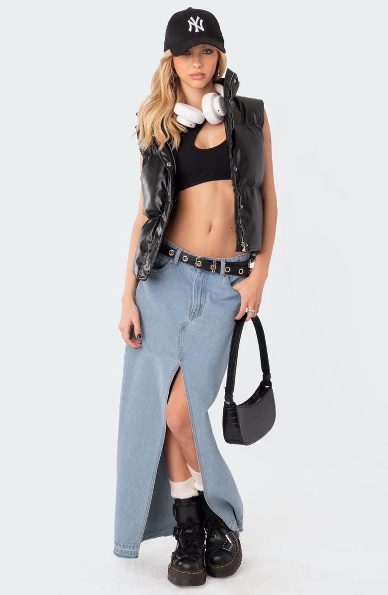 EDIKTED Kade Faux Leather Puffer Vest, Alternate, color, 