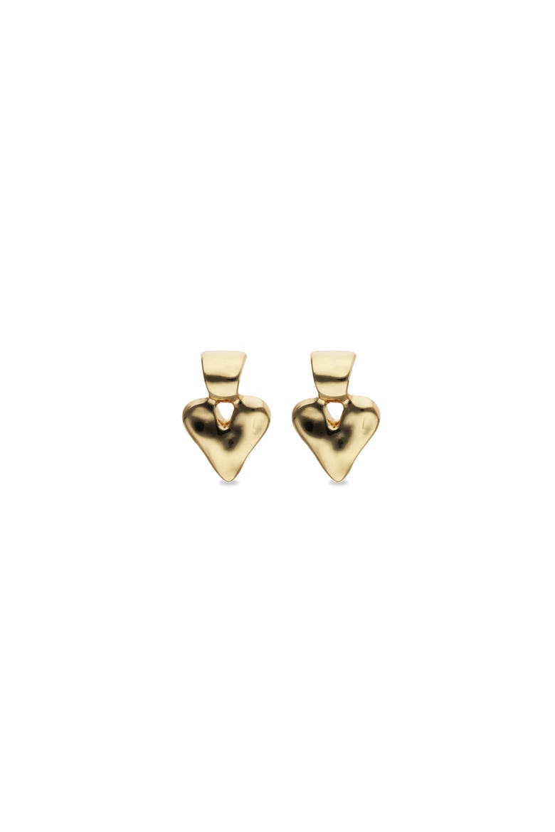 Heart Drop Earrings Plated in 18K Gold, Alternate, color, Gold