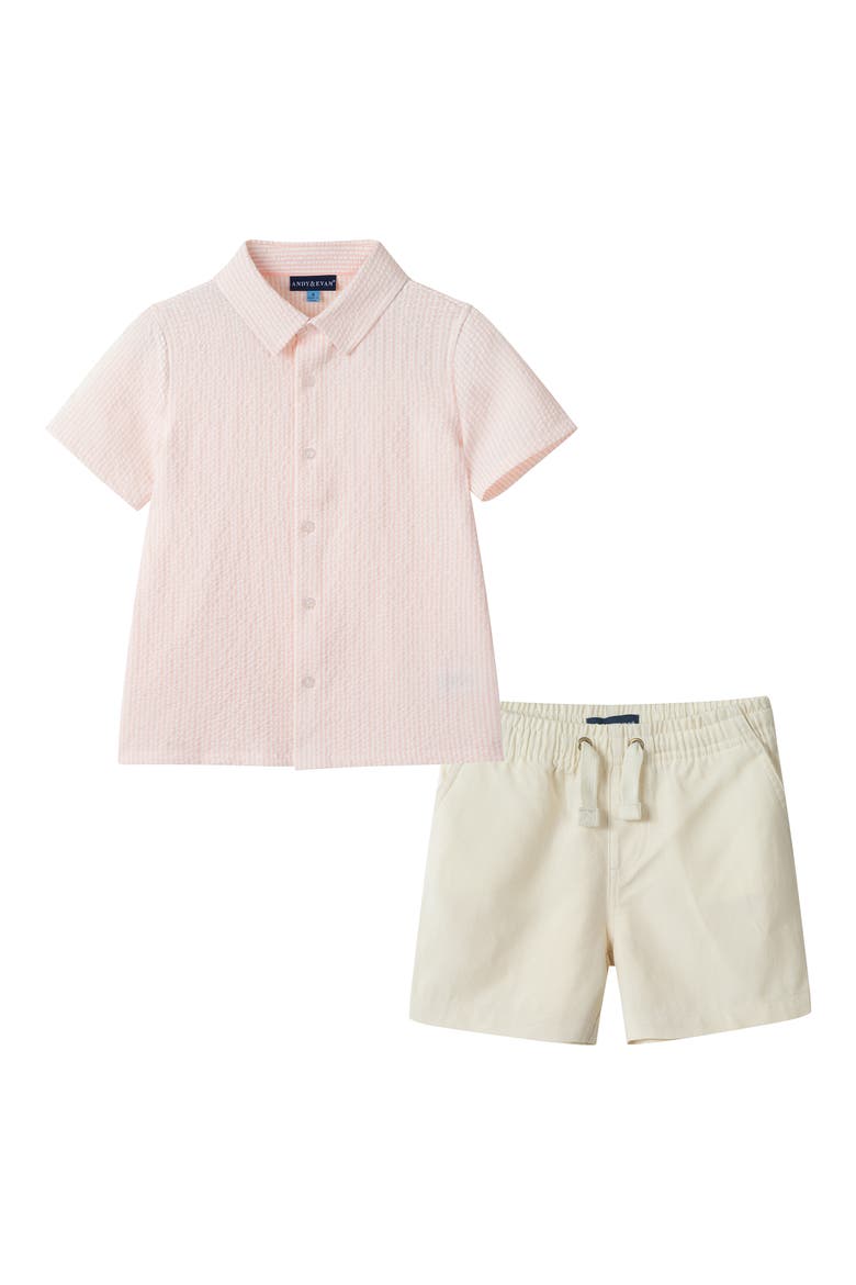 Kids' Seersucker Shirt & Shorts Set, Main, color, ORANGE