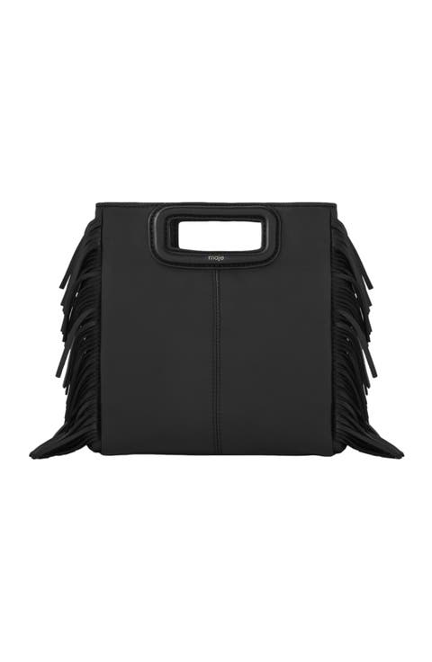 Smooth leather M bag with fringing