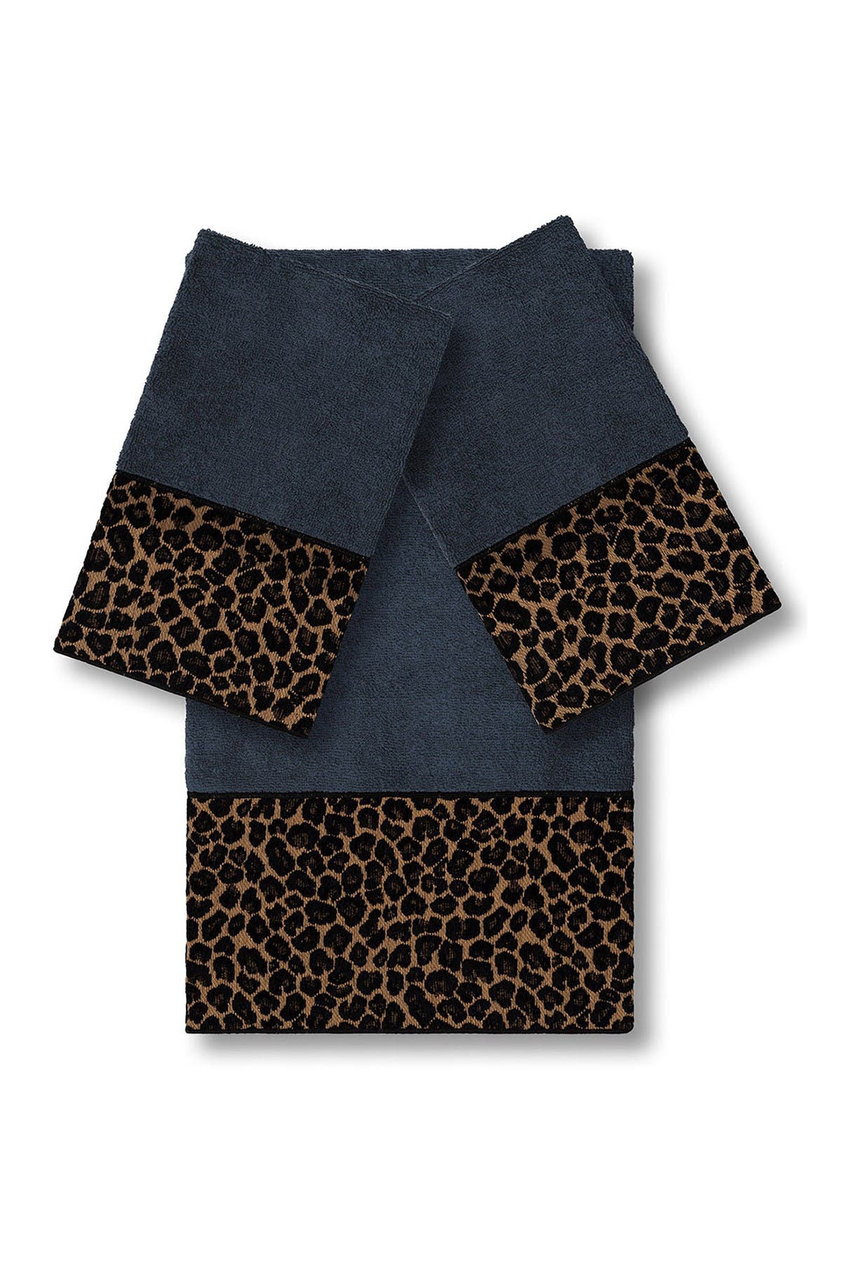 Linum Home Textiles Spots 3-Piece Embellished Towel - Midnight Blue