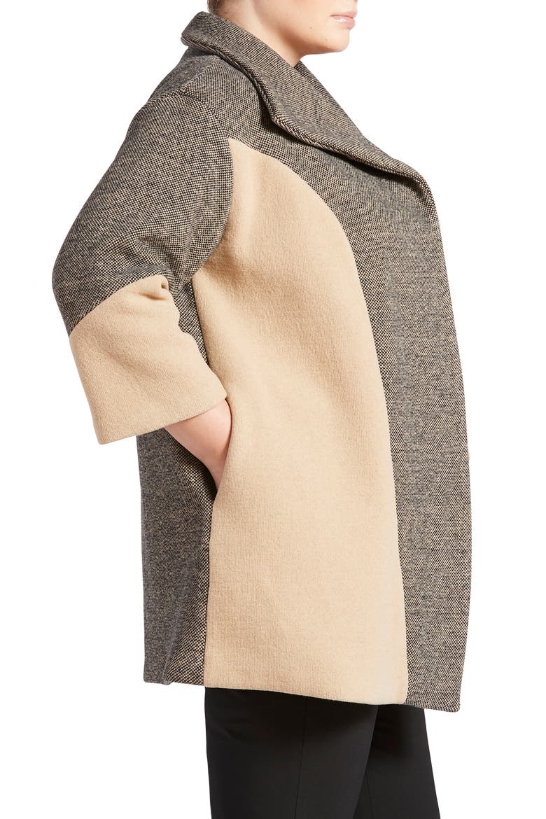 Colorblock Coat, Alternate, color, BLACK/ CAMEL