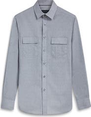 Bugatchi Julian Shaped Fit Heather Stretch Cotton Button-Up Shirt