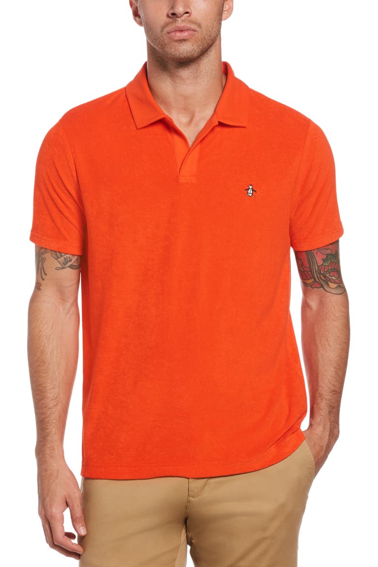 Terry Knit Polo, Main, color, CHERRY TOMATO