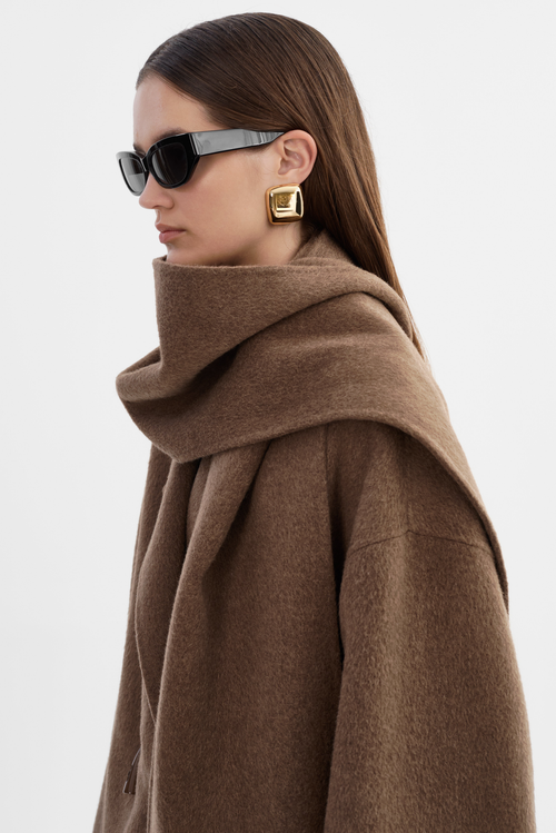 Lamarque Twila | Wool Scarf Coat In Brown