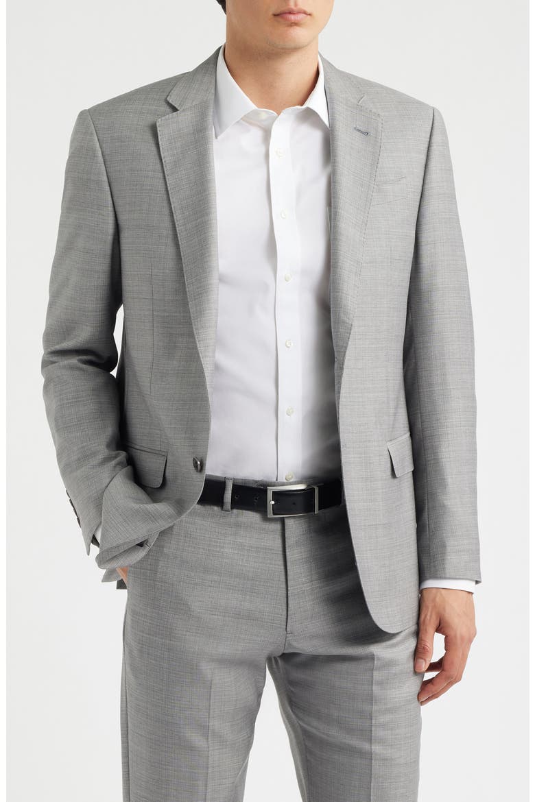 Light Grey Melange Virgin Wool Suit, Alternate, color, SOLID LIGHT/ PASTEL GREY