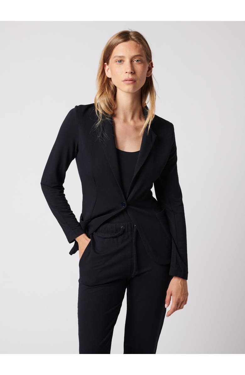 Majestic Filatures French Terry Brushed Fleece One-Button Blazer, Alternate, color, Noir