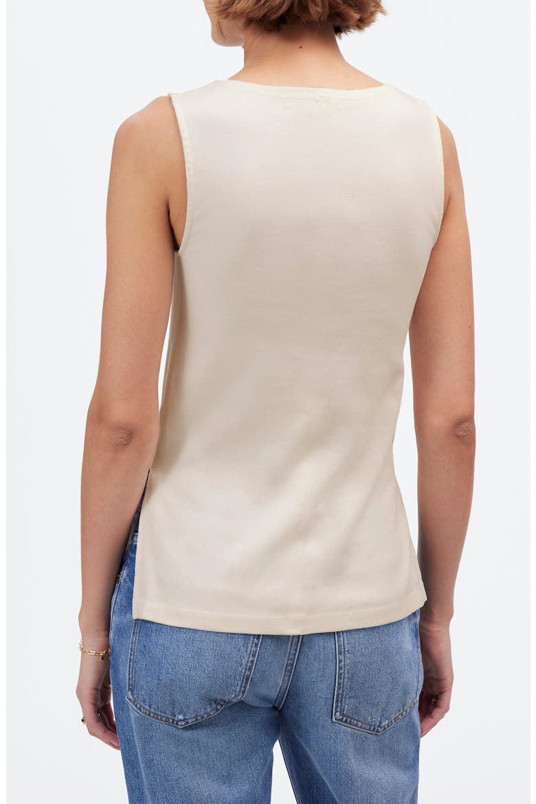Sleeveless Boat Neck Side Slit T-Shirt, Alternate, color, VINTAGE IVORY
